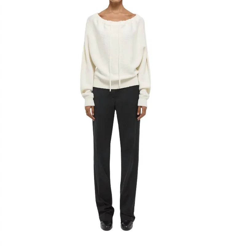 Ruched Dolman Sweater In White