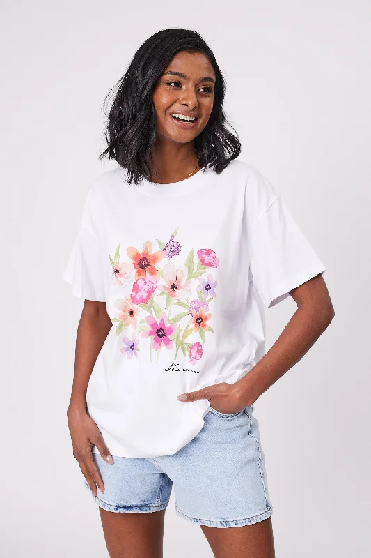 Shine On Label Floral Fantasy Tee White