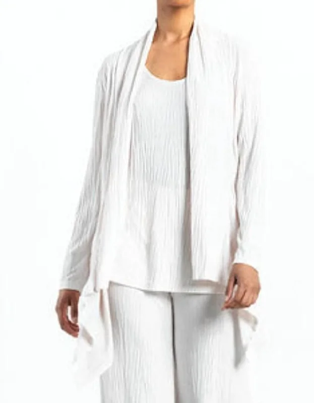 Soft Pleat Knit - Cardigan & Tank Twinset In Cream