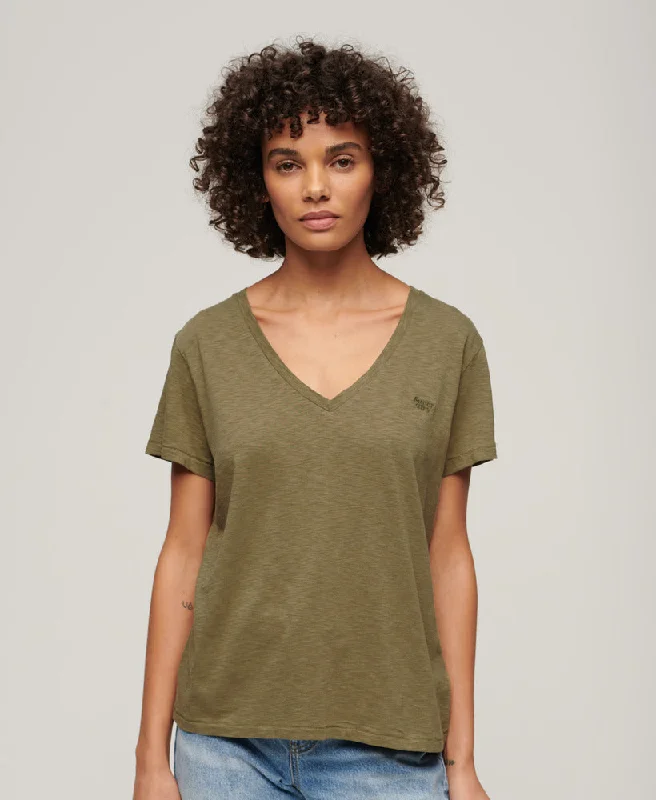 Studios Slub Emb Vee Tee | Tornado Green