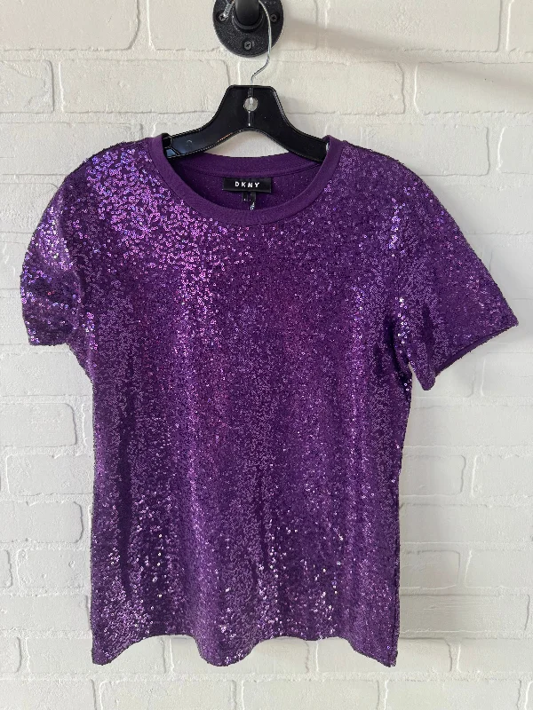 Top Short Sleeve By Dkny In Purple, Size: S