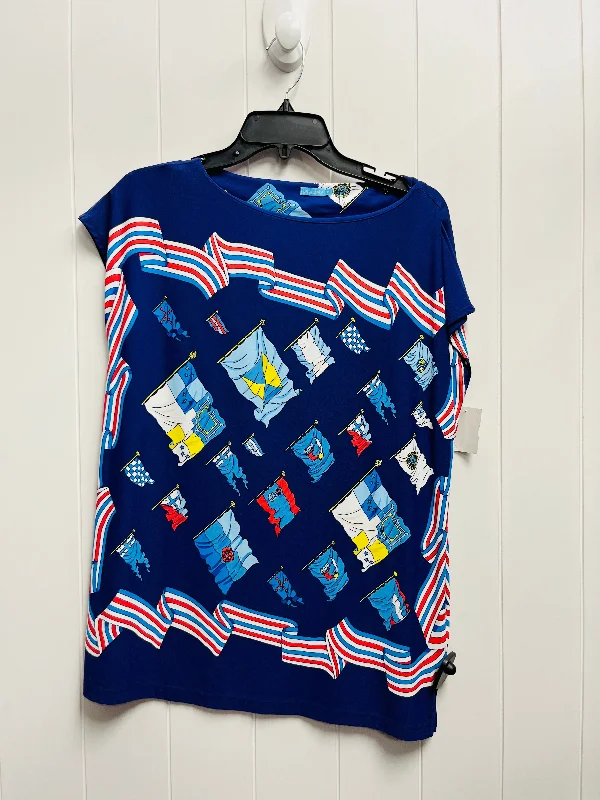 Top Short Sleeve By J Mclaughlin In Blue & Red, Size: M